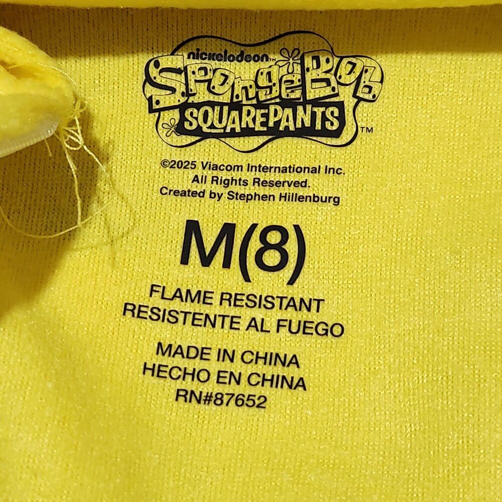 Spongebob Pajama Boys Size Medium 8 Hooded Full Zip - Picture 7 of 15